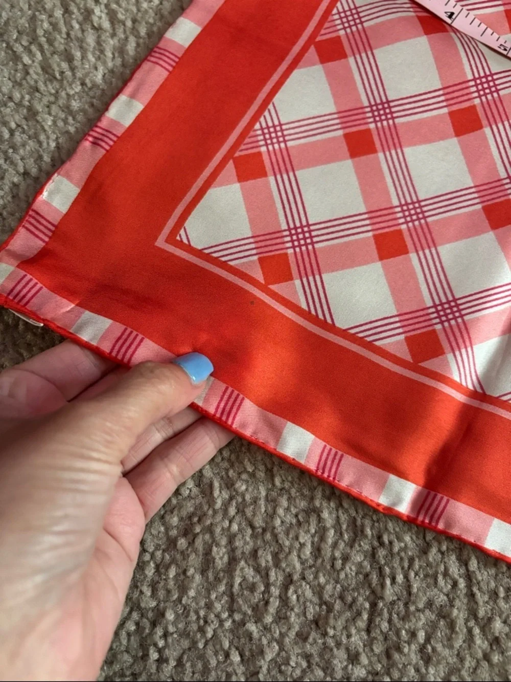 Echo Red and Pink Plaid Silk Square Scarf